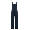 thumbnail image 4 of RPVATI Straps Bib Overall Loose Overalls Casual Wide Leg Jumpsuits with Pockets Navy M, 4 of 9