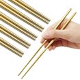 thumbnail image 1 of Stainless Steel Chopsticks Reusable Multicolor Lightweight 304 Metal Chopsticks Dishwasher Safe - 5 Pairs(Gold), 1 of 6