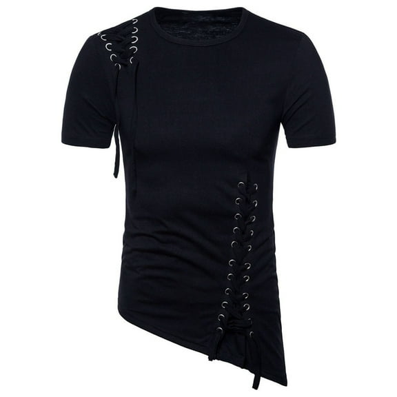 Mens Shirts Summer Men's Summer New Short Sleeve T-shirt With Irregular Design Knitting Rope Blouse