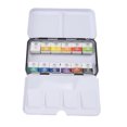 thumbnail image 1 of 12 Colors Watercolor Paint, Solid Watercolor Painting Tool Storage Box Watercolor Board Brush Sponge Set Watercolor Block Bright Color for Outdoor Sketching Interior Painting Nail, 1 of 7