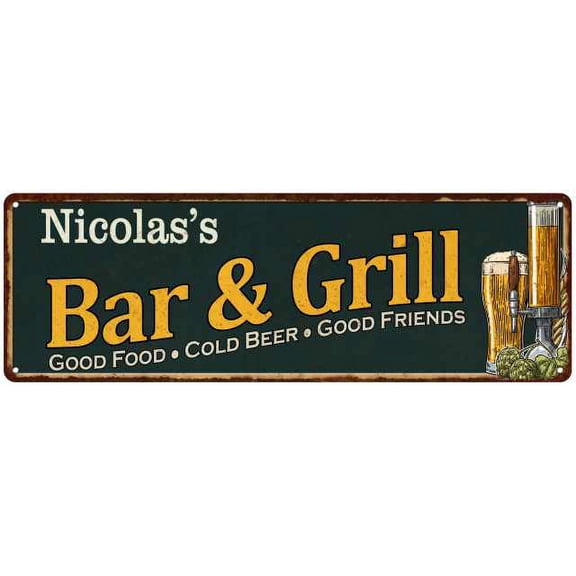 Nicolas's Bar and Grill Gift Sign Man Cave Decor 6x18 Gift 206180055426