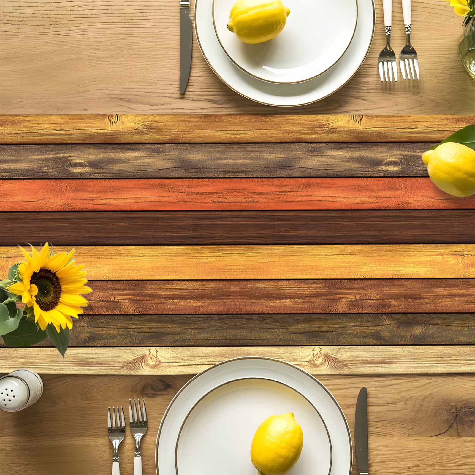 Farm Vintage Wood Board Table Runner 90 Inches Long, Farmhouse Wooden Grain Table Runners Tabletop Scarf Kitchen Dining Tables Decoration for Home Party Indoor Outdoor