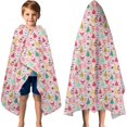 thumbnail image 3 of Pink Christmas Santa and Tree Pattern Hooded Bath Towel，60"x35" for Ages 3 To 12 Kids, Quick Dry Lightweight Soft Microfiber Hood Beach Towel Cover Up for Kids, 3 of 7