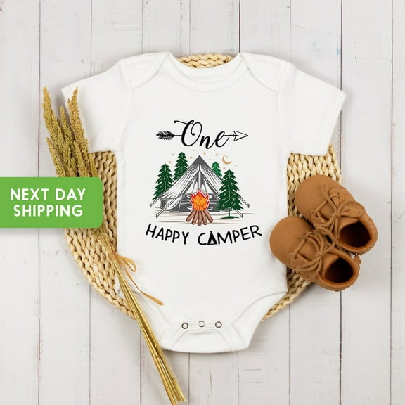 Baby Bodysuit BELLA CANVAS One Happy Camper Onesie Cute Baby Onesie Baby Shower Gift Onesie Hipster Baby Bodysuit, Adventure Onesie