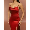 thumbnail image 5 of D&M Women's Satin Midi Slip Dress with Side Slit Club Party Long Dresses, Sizes XS-XXL, 5 of 5
