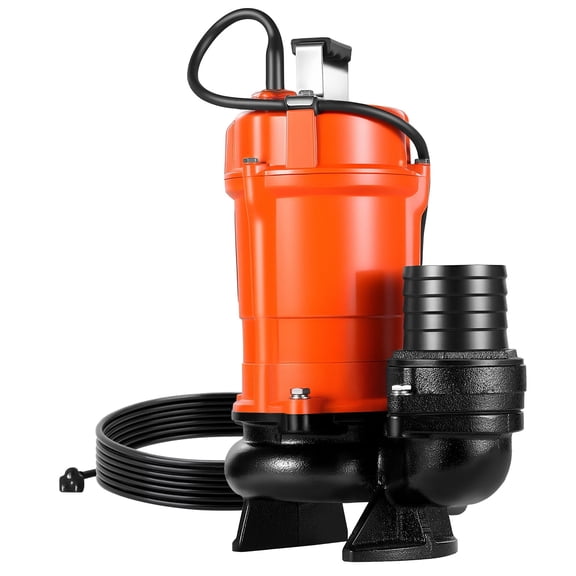 VEVOR 1 HP Submersible Trash Pump, 5000 GPH, 120V Cast Iron Submersible Sump Sewage Pump with 3 in Discharge, 40 ft Max Lift, Drain Dirty Clean Water, for Pools,Garden,Pond,Basement,Flooded Areas