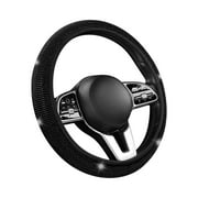Car Steering Wheel Cover - Universal Car Accessory for Diverse Cars, Durable Leather Steering Wheel Cover with Anti-Slip Lining, for Steering Wheel with a Diameter of 14.5"-15" (Rhinestone)