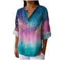 thumbnail image 1 of Vestidos Casuales Para Mujer, Blusas De Mujer De Moda Camisa de lino sintético para mujer, de manga larga, con botones y cuello en V, estilo moderno y holgado., 1 of 5