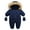 Z094-Navy, variant on Boys Snowsuit Baby Girls Boys Romper Suit Warm Hooded Snowsuit Jumpsuit Down Coat Romper Padded Outwear Jacket Snow Wear + Gloves (12-18 Months,A01-Navy)