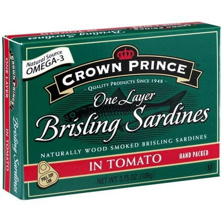 Crown Prince 1-Layer Brisling Sardines in Tomato (Pack of 18)