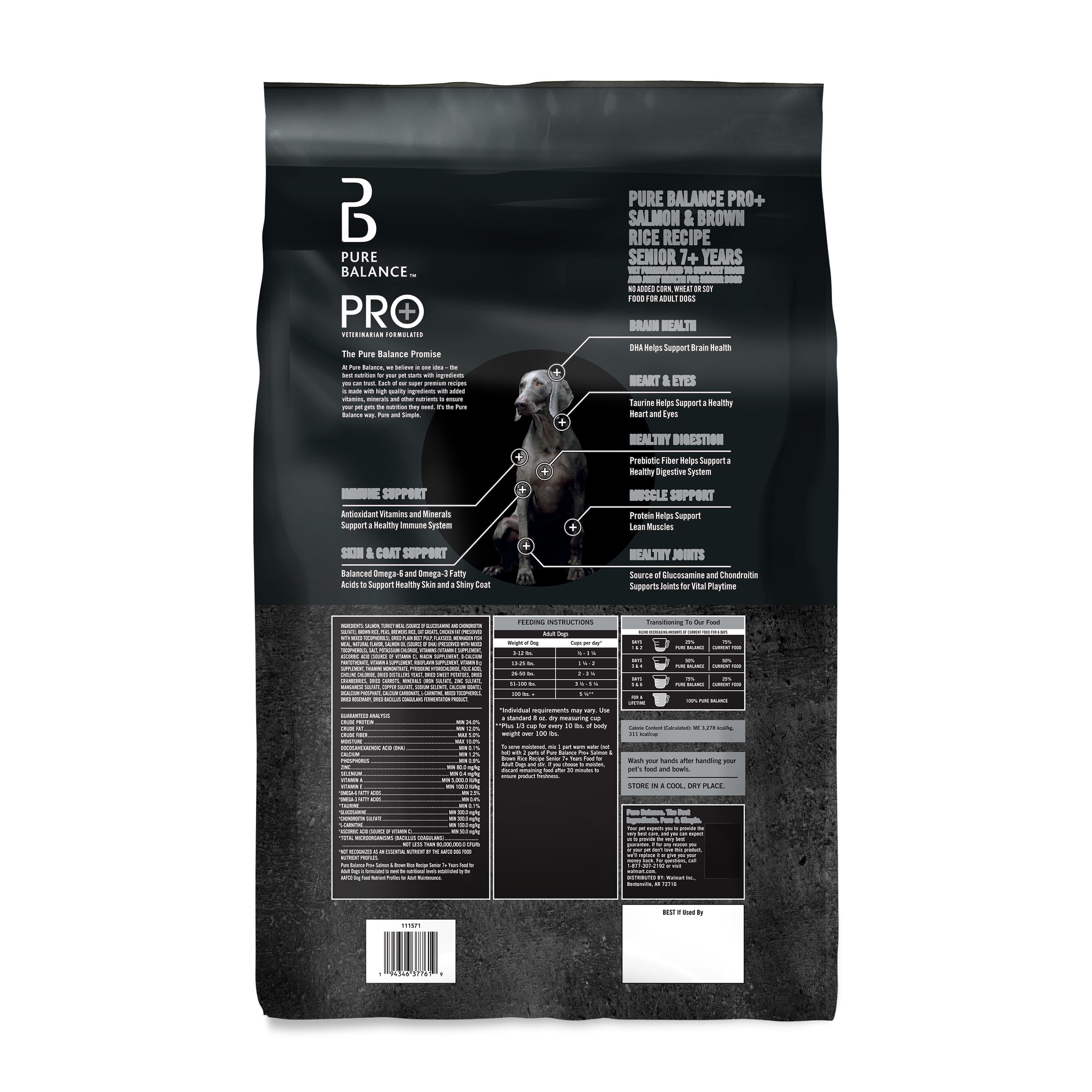 Pure Balance Pro+ Senior Salmon & Brown Rice Recipe Dry Dog Food, 30 lbs