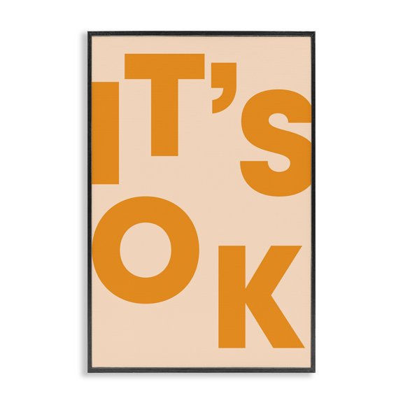 Stupell Industries It's OK Typography Typography Painting Black Framed Art Print Wall Art, 20 x 30