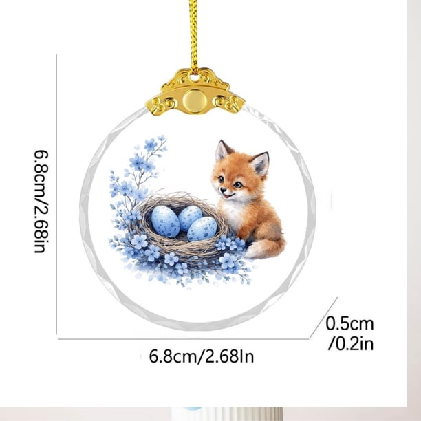Uuiauoio Glass Easter Ornament 2D Flat Pendant with Bunny Egg Designs for Tree Gift Basket Filler Holiday Party Decorations Keepsake