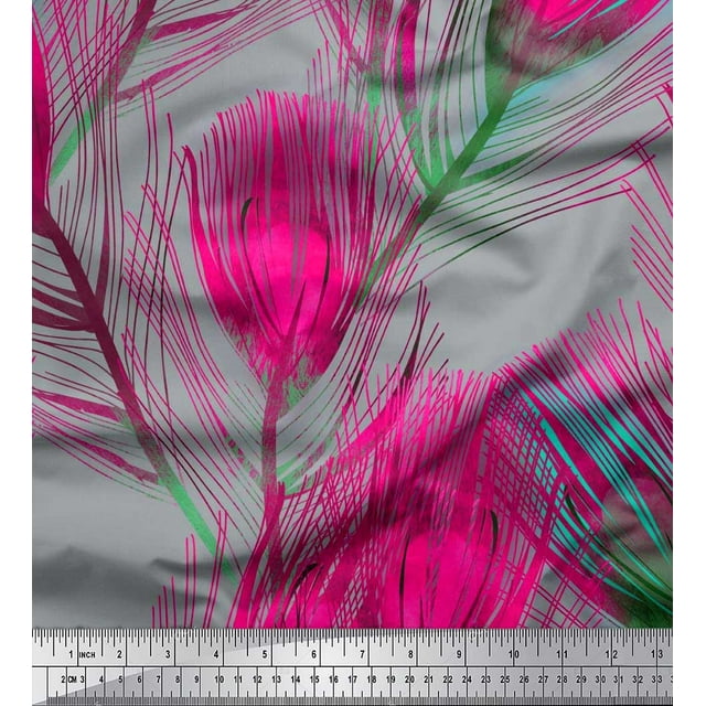 Soimoi Cotton Poplin Fabric Peacock Feather Printed Fabric 1 Yard 42 Inch Wide