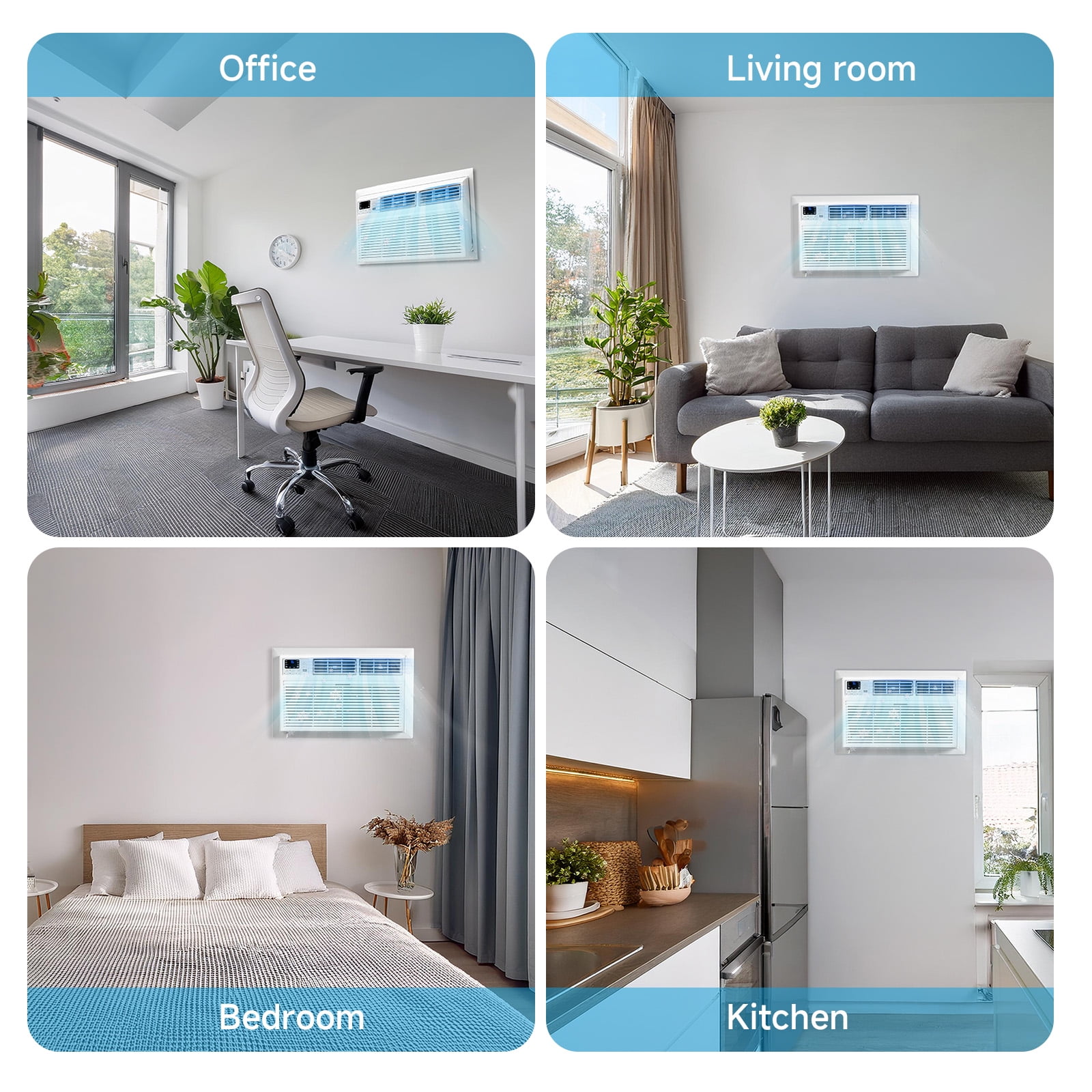 Ktaxon 8000 BTU Through the Wall Air Conditioner with Remote & App Control, Energy Saving Wall AC Unit with Timer for Bedroom, Living Room, Apartment, Dorm up to 350 Square Feet, 115V/60Hz