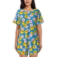 thumbnail image 1 of Fotbe Lovely Duck Conjunto de Pijama Estampado para Mujer, 2 Piezas, Ropa de Dormir con Camiseta de Manga Corta y Shorts Suaves-Small, 1 of 6
