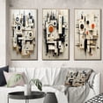 thumbnail image 1 of Designart "Abstract Urban Vision Black and White III" Modern Geometric Framed Wall Art Set Of 3 - Black Abstract Frame Canvas Set For Living Room Decor, 1 of 6