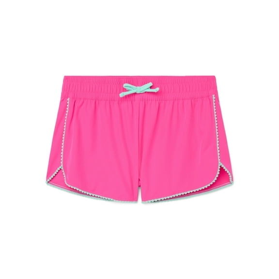 Ocean Gear Girls Coverup Swim Shorts with Pom Trim, Sizes 4-18