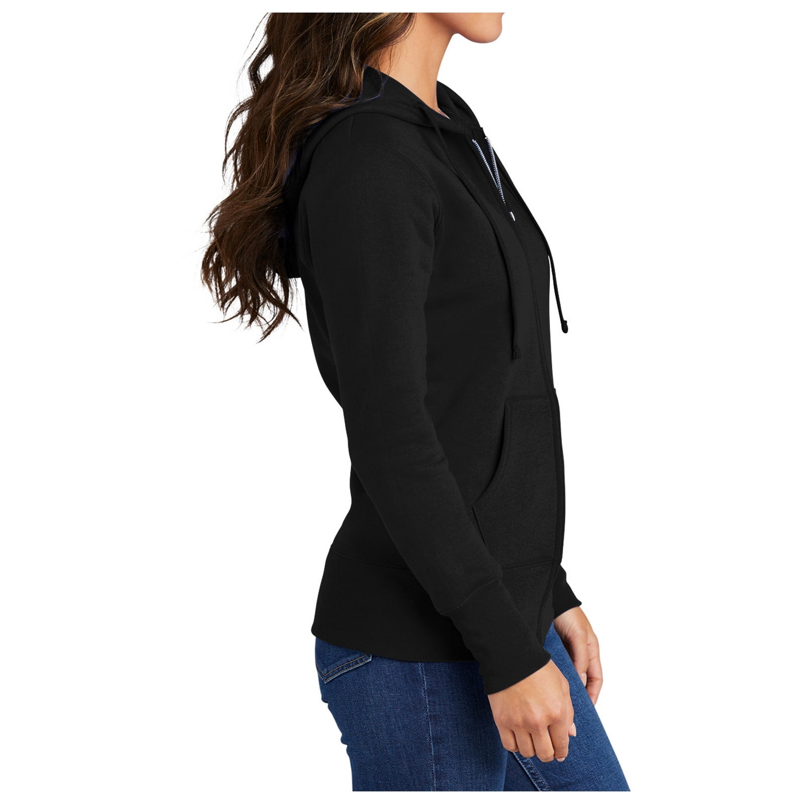 Mafoose Women's Core Fleece Full-Zip Long Sleeve Hooded Cozy Sweatshirt Jet Black S