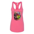 thumbnail image 2 of Wild Bobby, Cute Colorful Rainbow Cat Animal Lover Ladies Racerback Tank Top, Hot Pink, Large, 2 of 3