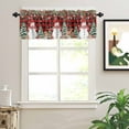 thumbnail image 2 of Winter Snowman Valances for Windows Christmas Tree Leaves Elk Flower Red Black Plaid Rod Pocket Curtain Valance Window Treatment Short Curtains for Kitchen Living Room, 60"x18", 2 of 5