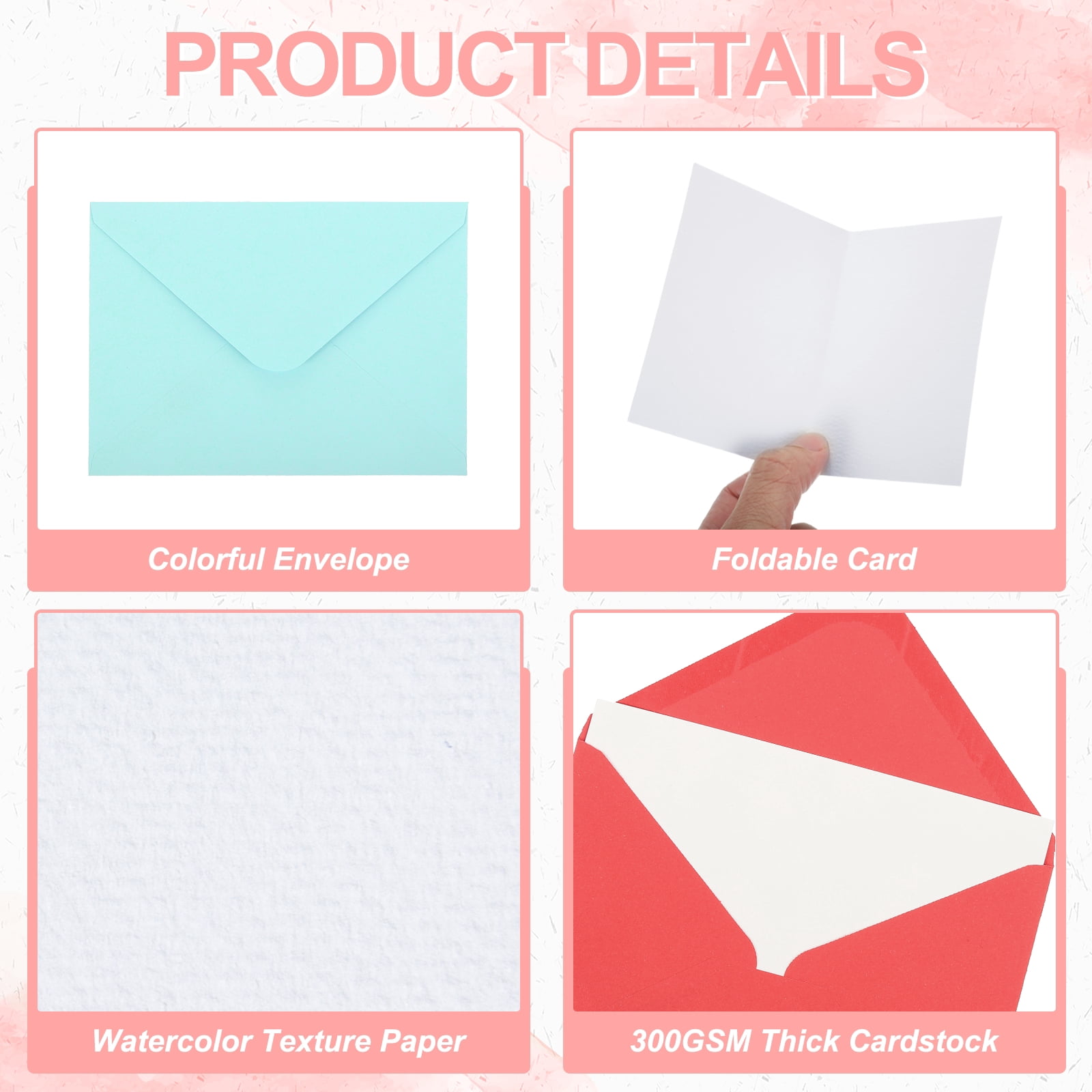 5x7 Inch Pure Cotton Watercolor Cards, 50 Sets Postcards with Envelopes 140lb/300 GSM for Art Painting Creative Thank Notes, Blue