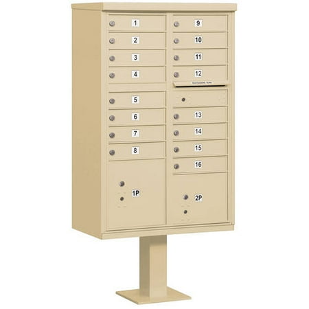 Salsbury Industries Cluster Box Unit (Includes Pedestal), 16 A Size Doors, Type III, USPS Access
