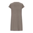 thumbnail image 3 of Summer Savings Clearance! New Hot Cotton And Linen Summer Dresses 2022 Women's Solid Crewneck Loose Pleated Dress Fashion Short Sleeve Beach Casual Dress Knee Length, 3 of 5