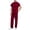 165#Wine, variant on Men Scrubs Sets - Modern V Neck Tops & Straight Leg Pants Athletic Nursing Uniform Solid Stretch Workwear Pink L