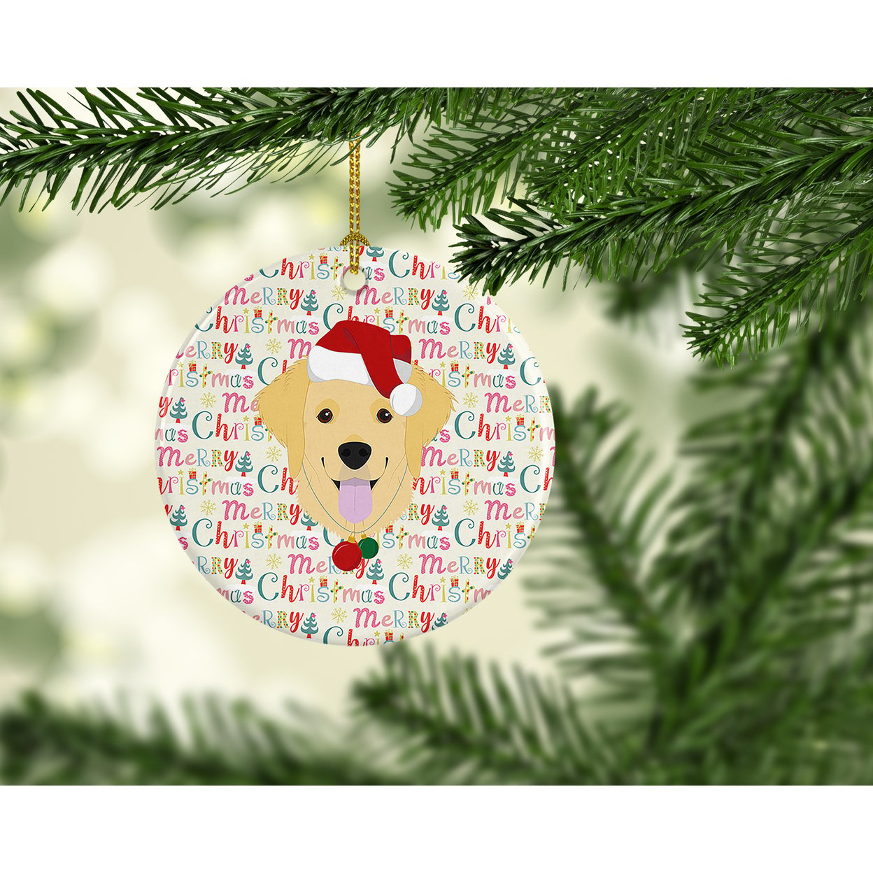 Carolines Treasures WDK1452CO1-PARENT Merry Christmas Ceramic Ornament multicolor