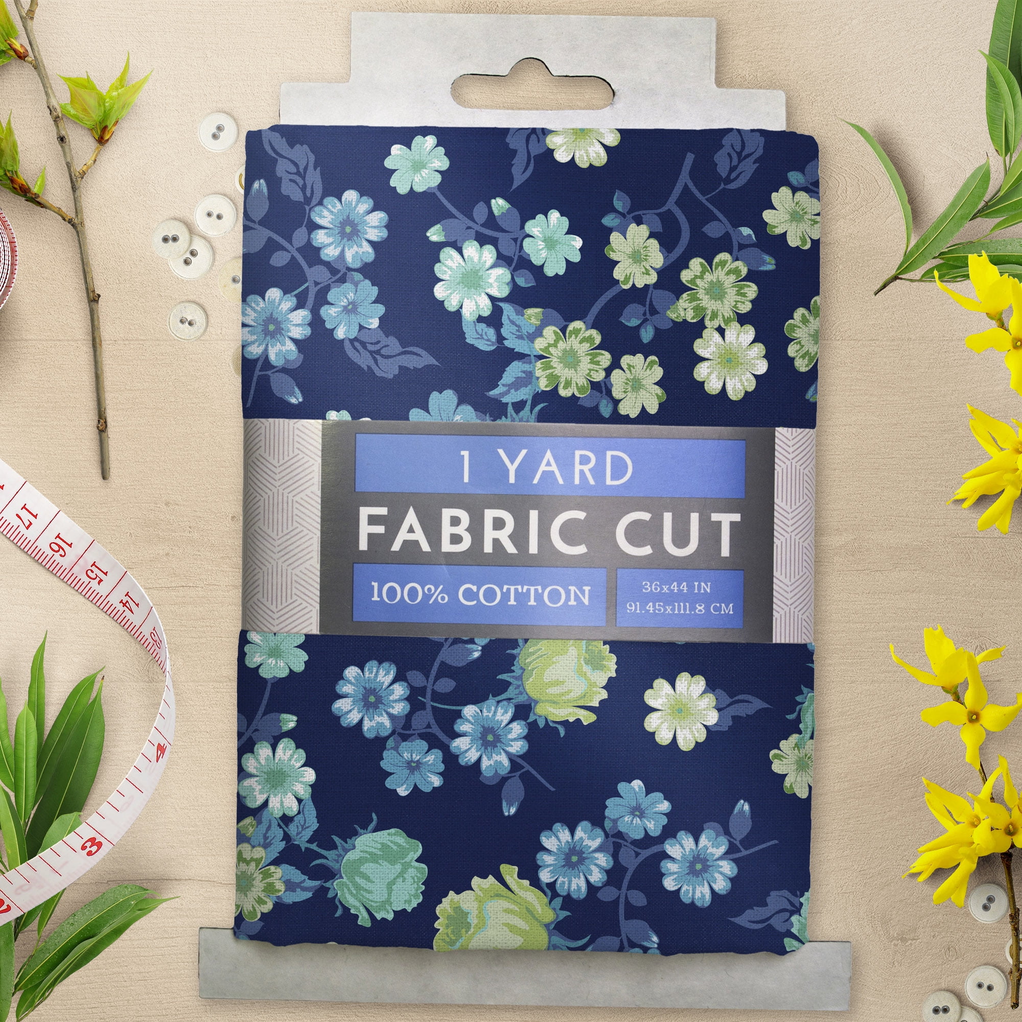 1 Yard 100% Cotton Spring Ditsy, Navy, 44" Wide for Quilting & Sewing by David Textiles