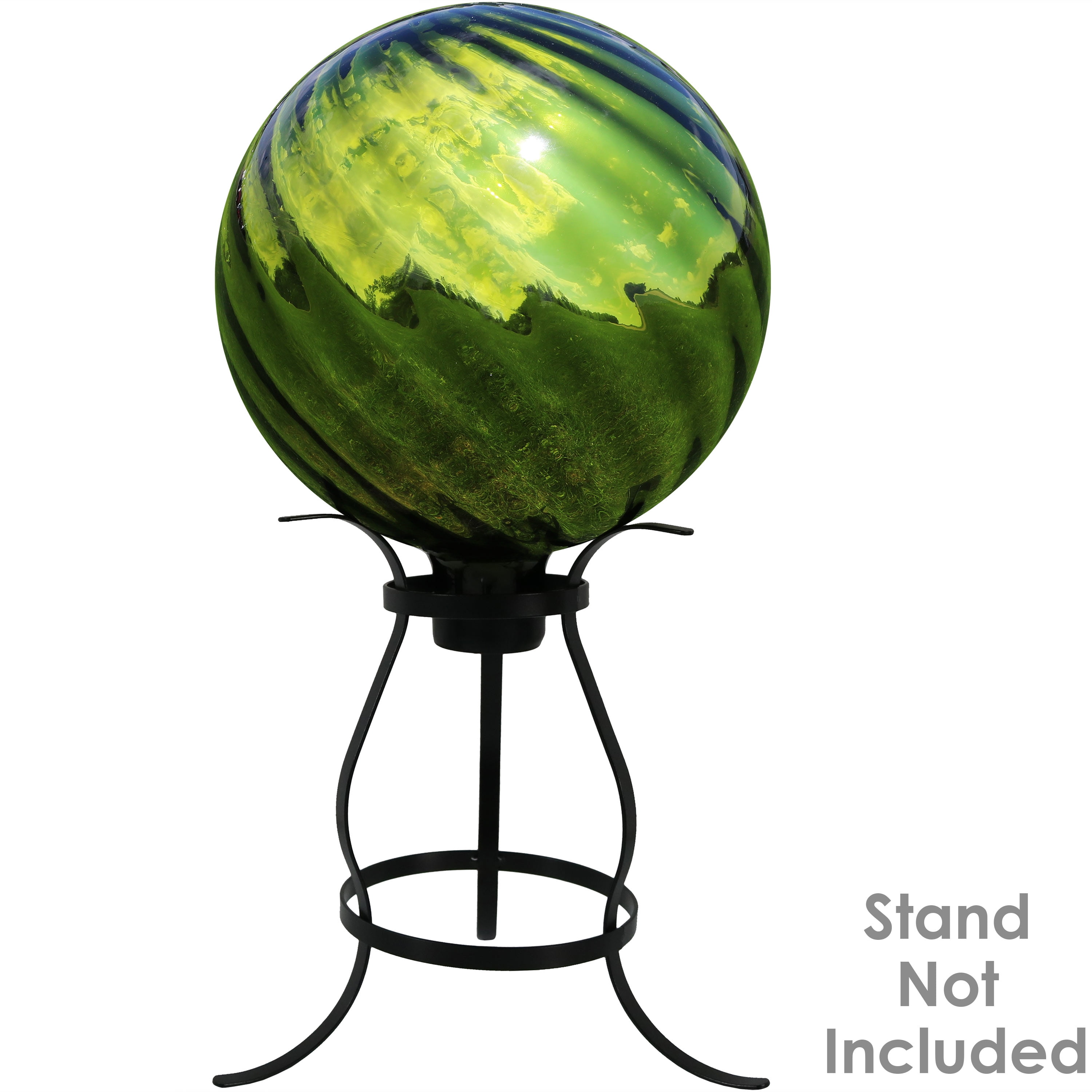 10" Sunnydaze Green Rippled Mirrored Surface Glass Outdoor Gazing Globe Ball 