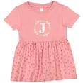 thumbnail image 3 of Inktastic Monogram Letter J Floral Rose Wreath Girls Baby Dress, 3 of 5