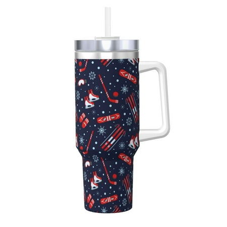 

Goofa Winter Sports Fun Pattern Print 40oz Ice Bully With Handle And Straw Stainless Steel Vacuum Insulated Cup And 2 In 1 Straw Lid