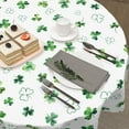 thumbnail image 4 of St. Patricks Day Tablecloth Round 60 Inch Green Watercolor Shamrock Lucky Clover Table Cloth Spring Holiday Farmhouse Polyester Table Cover for Party Kitchen Dining Room Home Decor, 4 of 6