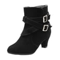 thumbnail image 1 of NECHOLOGY Botas Mujer Adulto Femenino Zapatos Botines de mujer Botas de otoño e invierno para mujer, botas con hebilla de cinturón, zapatos de mujer (Black, 6.5), 1 of 7