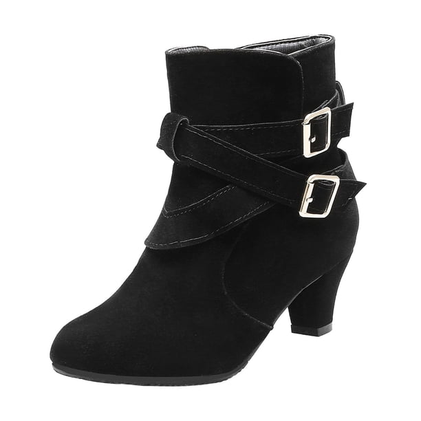 NECHOLOGY Botas Mujer Adulto Femenino Zapatos Botines de mujer Botas de otoño e invierno para mujer, botas con hebilla de cinturón, zapatos de mujer (Black, 8.5)