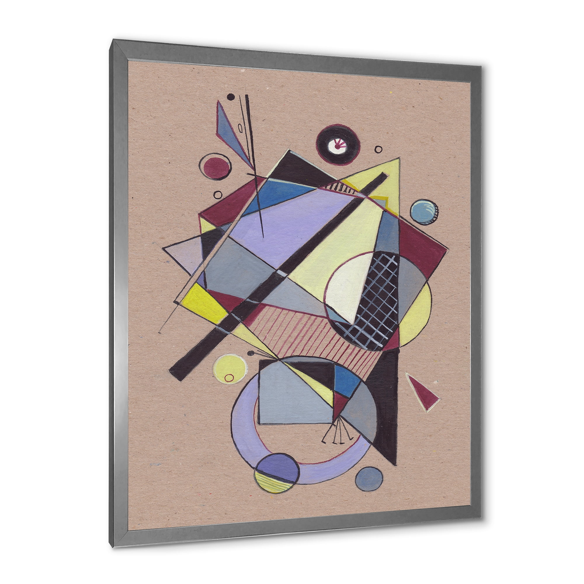 Designart 'Abstract Compositions Of Colored Geometric IV' Modern Framed Art Print