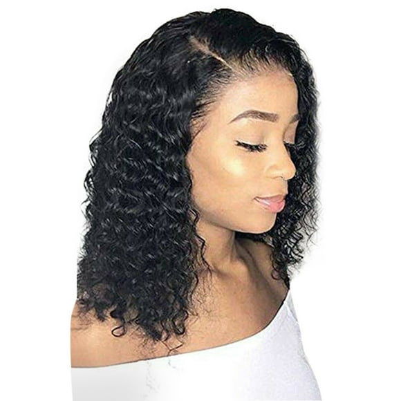 potrochi Deals Natural Lace Wigs Brazilian Human Hair Short Curly Wavy Lace Front Wigs