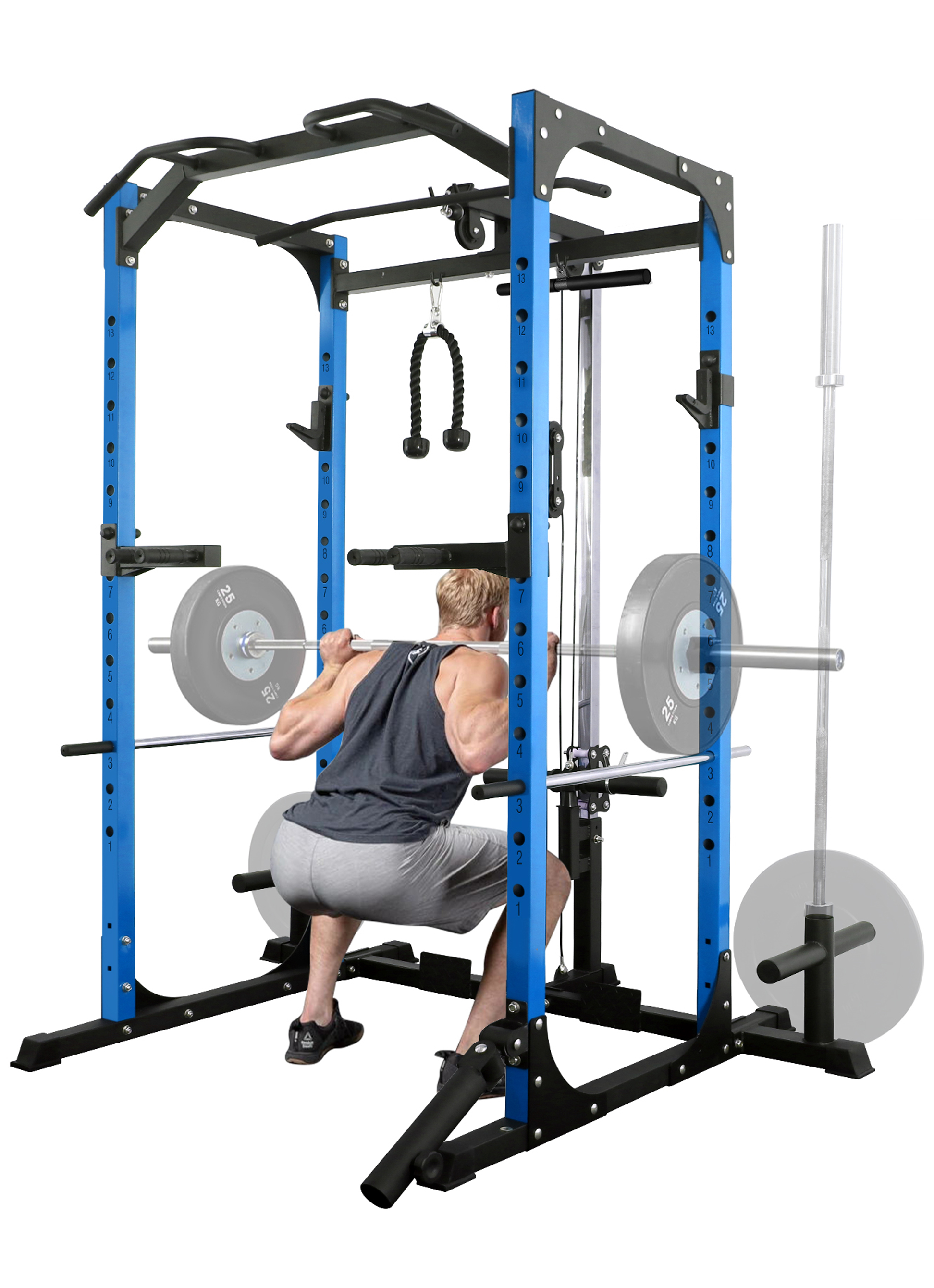 ELEVTAB Power Rack Cage with LAT Pulldown System, 1200LBS Capacity Power Rack, MultiFunctional