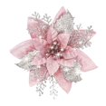 thumbnail image 2 of 12 Pack Pink Glitter Poinsettia Christmas Flowers, 5.7 Inch Artificial Floral Accents for Tree, Wreath, Gift Wrapping, Wedding, Baby Shower & Party Decor, 2 of 4