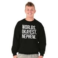 thumbnail image 3 of Worlds Okayest Nephew Aunt Uncle Joke Men's Crewneck Sweatshirt Brisco Brands S, 3 of 5