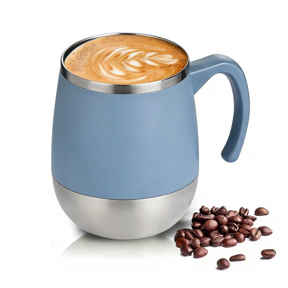 FORICOM Stainless Steel Vacuum Insulated Coffee Mug, Leak-Proof Lid, Reusable, BPA-Free, Blue 16.9 fl oz (500 mL)