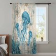 thumbnail image 3 of Teal Jellyfish Coastal Sheer Curtains 72 Inches Long, Vintage Summer Beach Nautical Light Filering Curtains, Breathable Simi Curtain Privacy Drapes for Living Room Bedroom Window Treatment, 3 of 9