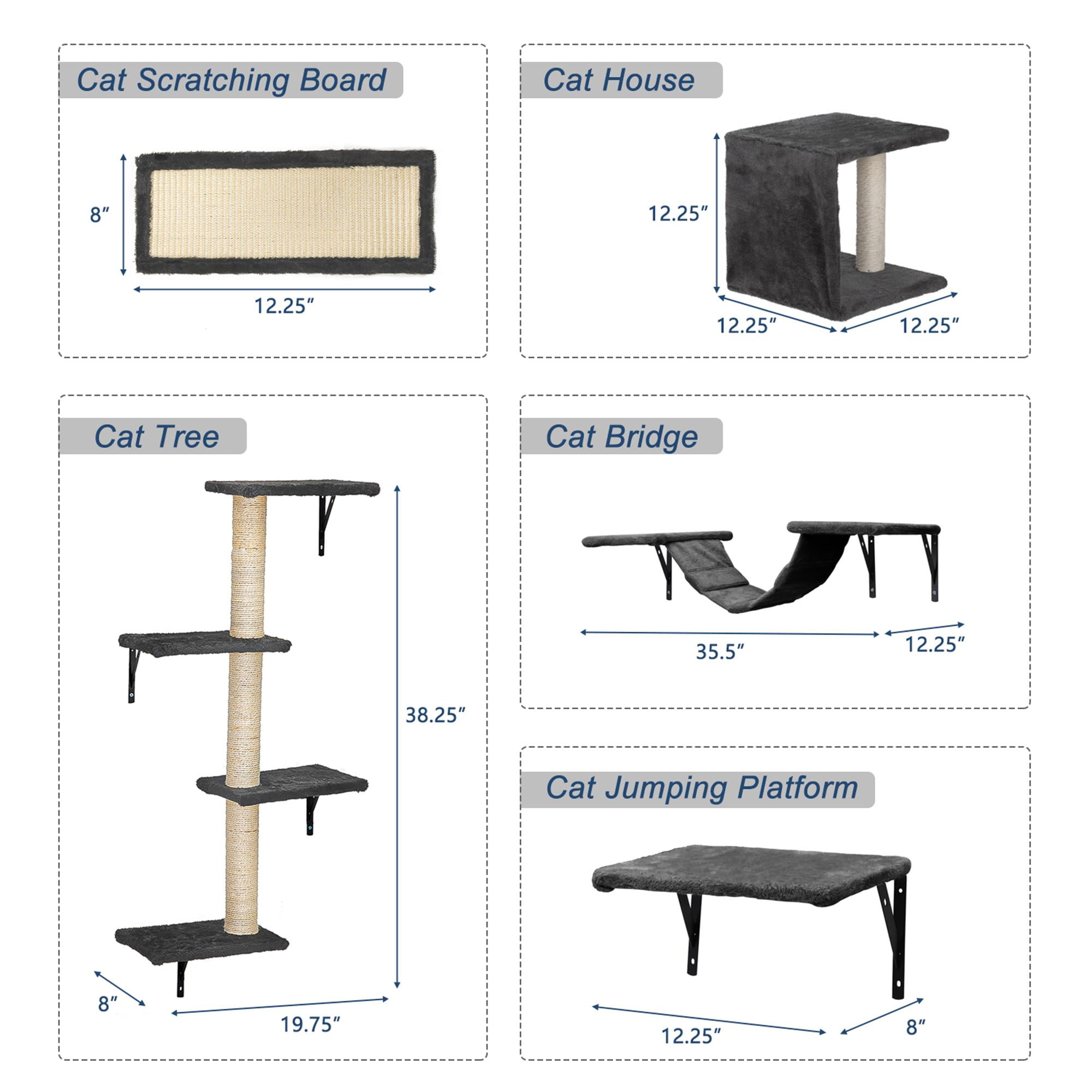 resenkos Cat Wall Shelves and Perches Set of 5, Sleeping Playing Lounging Climbing Cat Tree House, Gray