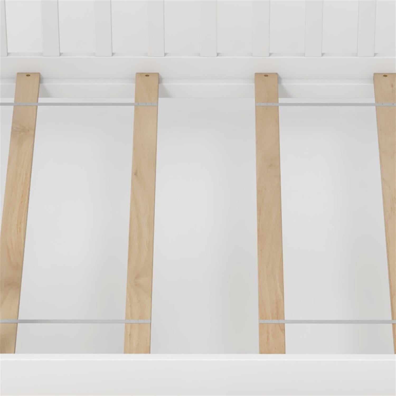 Demi Bonn Twin House Bed Frames with 2 Storage Drawers and Roof & Fence Rails, Modern Platform Bed Frames for Teens, White