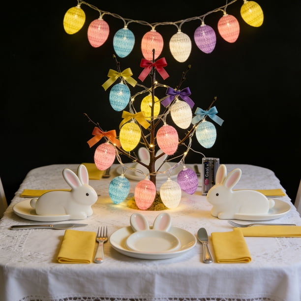 Guirnalda de Luces Led con Forma de Huevo de Pascua Qazbgdl | Paquete de 1 Luz Decorativa con Forma de Huevo para Decoración Navideña | Tiras Multicolores de 140 Cm y 300 Cm para Un Ambiente Festivo