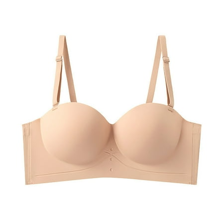 YeJammarp Adjustable Strap Push Up Bra Cute Smoothing Soft Padded T Shirt Bra Comfort Bralette High Support Posture Bra Breathable (XL Beige)