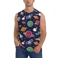thumbnail image 2 of Lsque Rocket Satellite Print Men's Cotton Blend Sleeveless Muscle Shirts (S-3XL)- Moisture Wicking, Odor Protection, UPF 30+,, 2 of 8