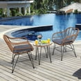 thumbnail image 3 of Vicamelia 3PCS Patio Rattan Bistro Set, Coffee Table with Armchair for Garden Patio Poolside, Gray Cushion, 3 of 8